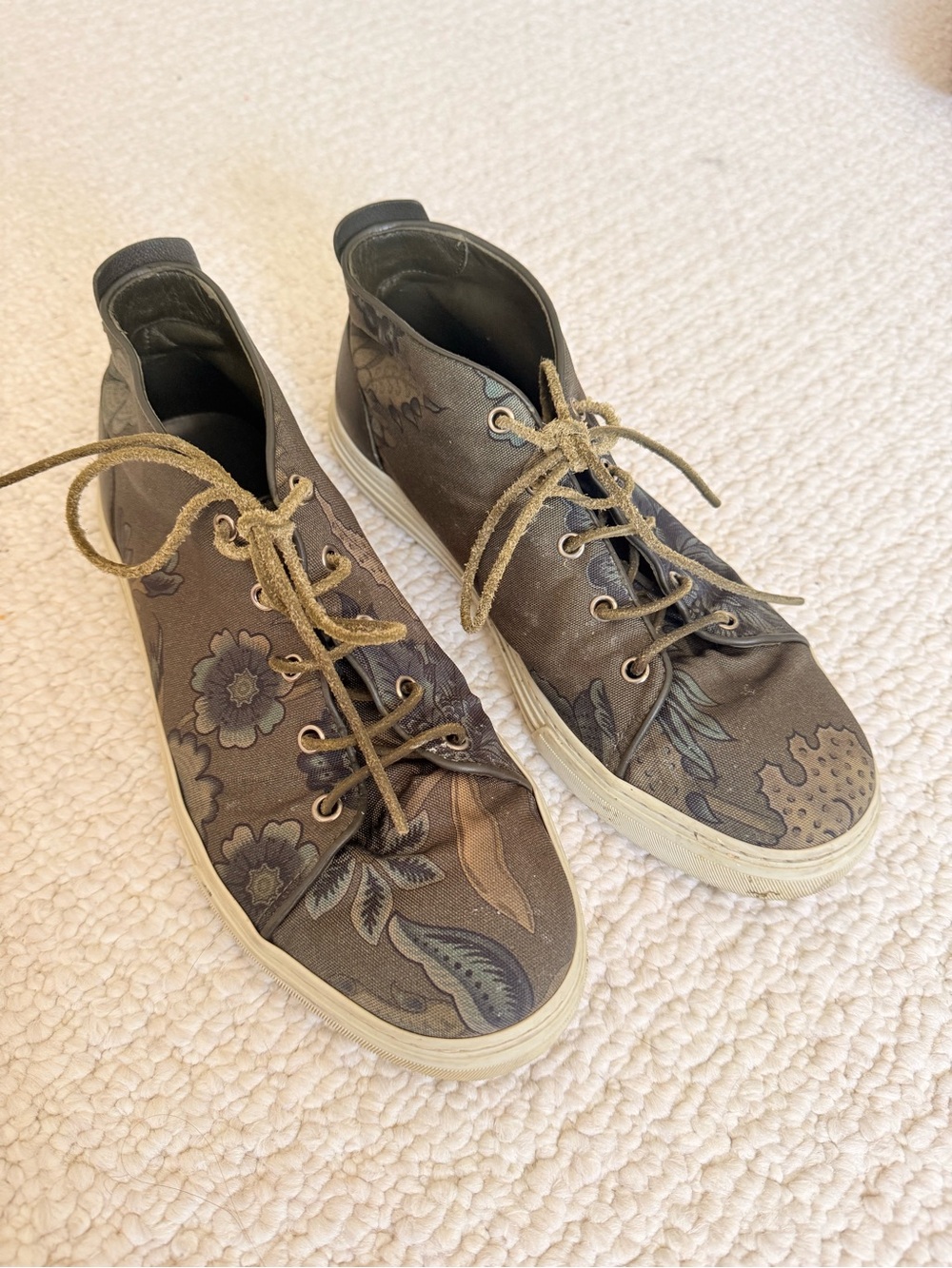 Gucci Brown Floral Canvas High-Top Sneakers